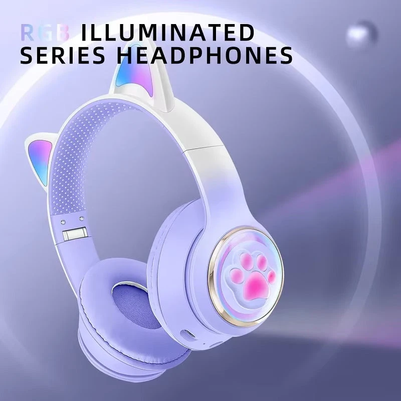 Paw Print Cat Ear Gaming Headphones - Image 8