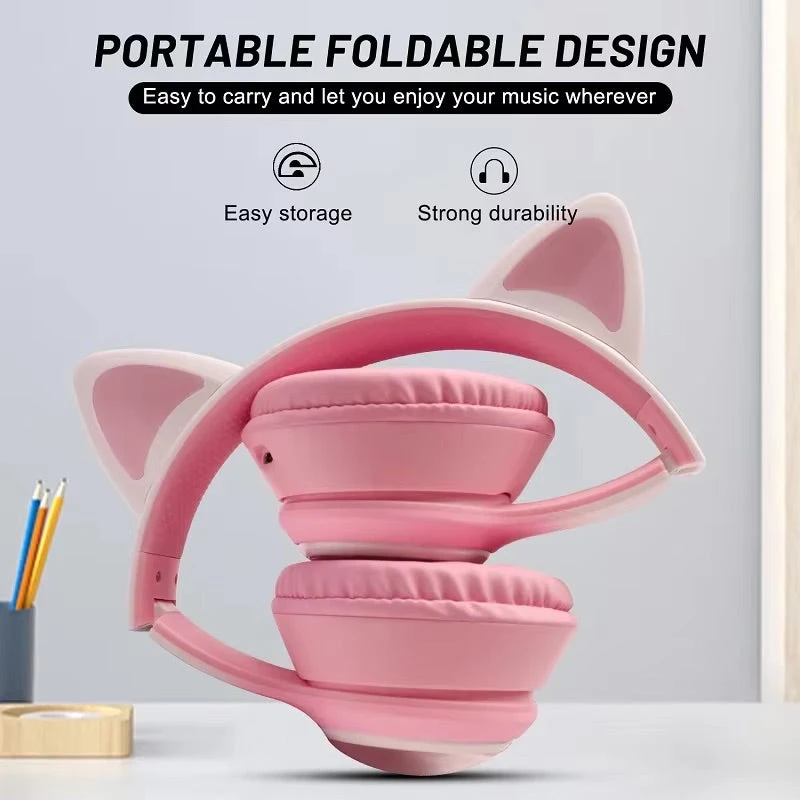 Paw Print Cat Ear Gaming Headphones - Image 9