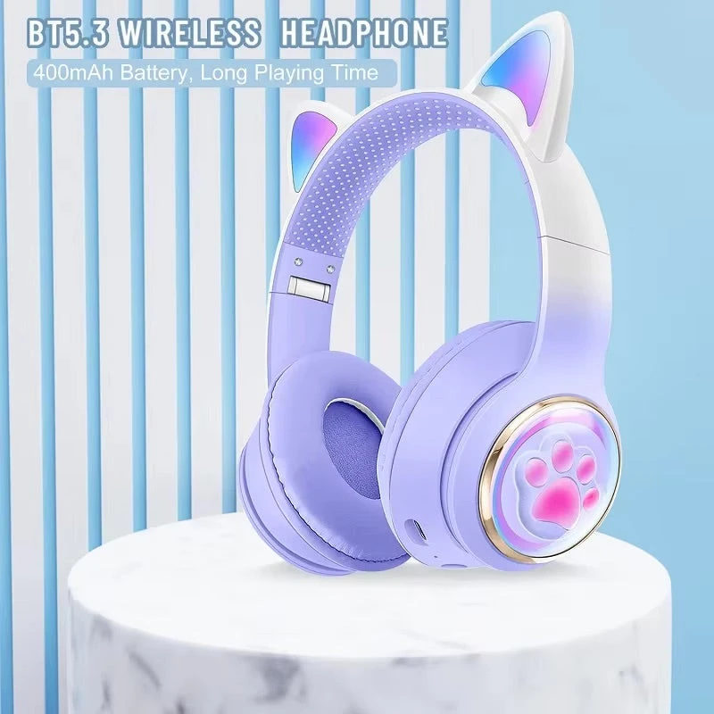 Paw Print Cat Ear Gaming Headphones - Image 14