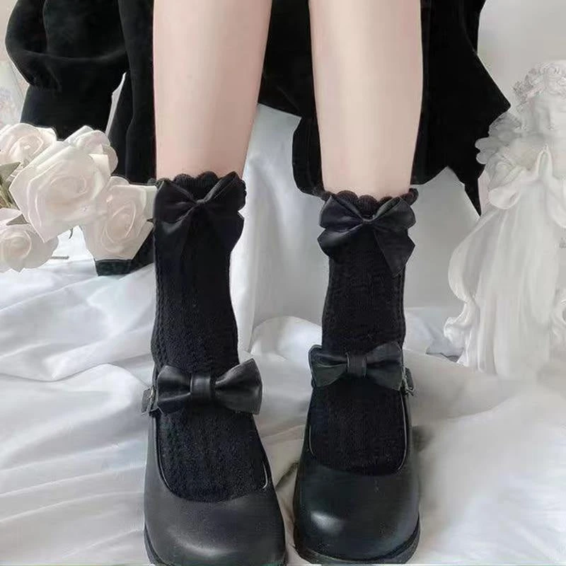 Berry Bow Ruffle Lace Socks - Image 13