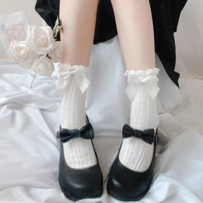 Berry Bow Ruffle Lace Socks - Image 12