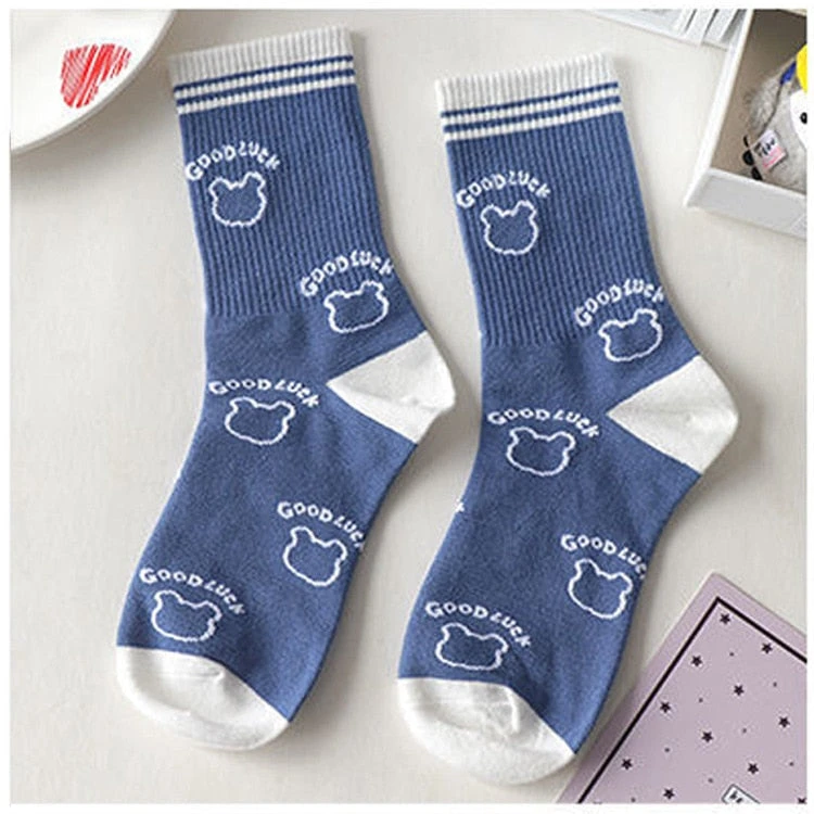 Blue Textured Teddy Bear Socks - Image 8