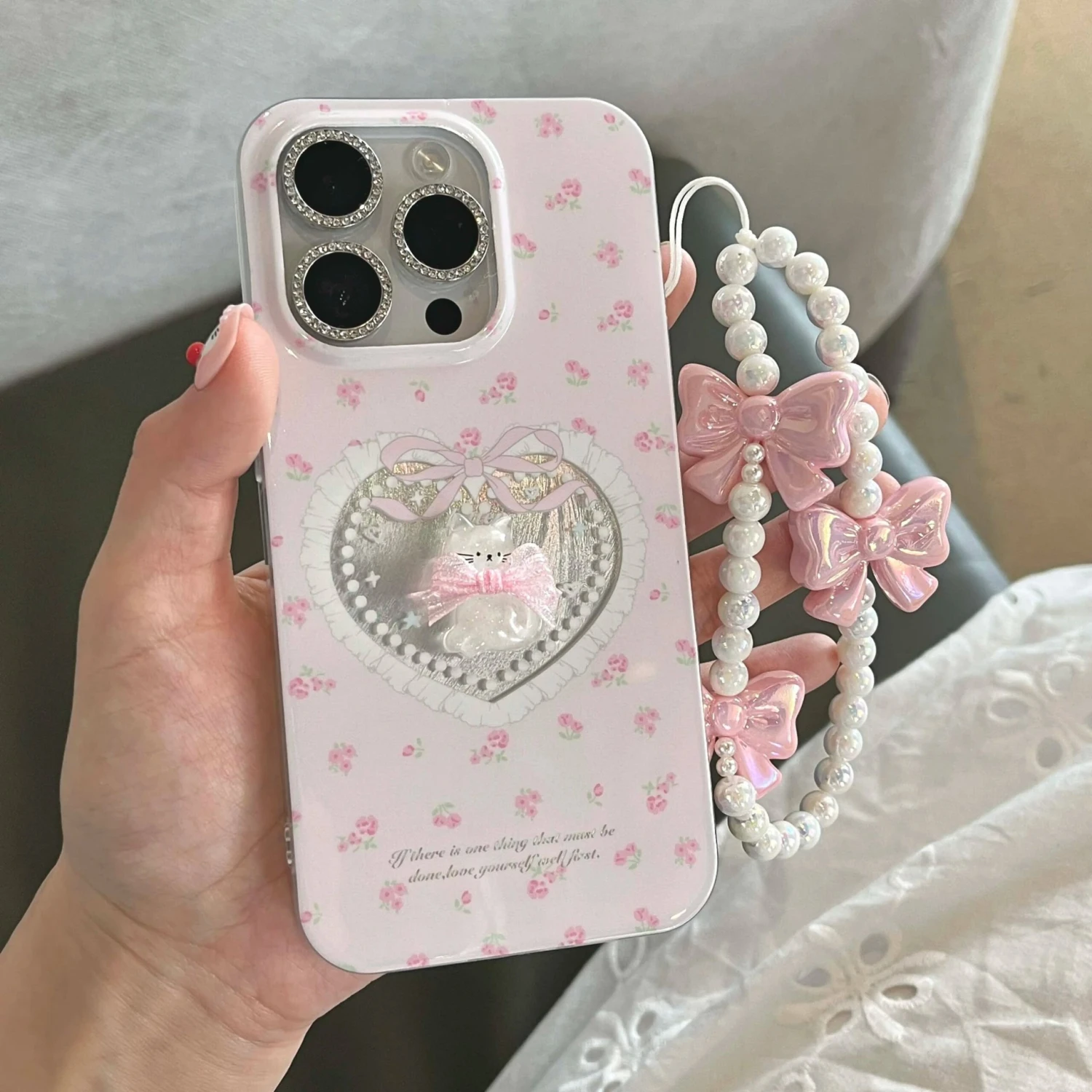 Cameo Kitty IPhone Case With Chain