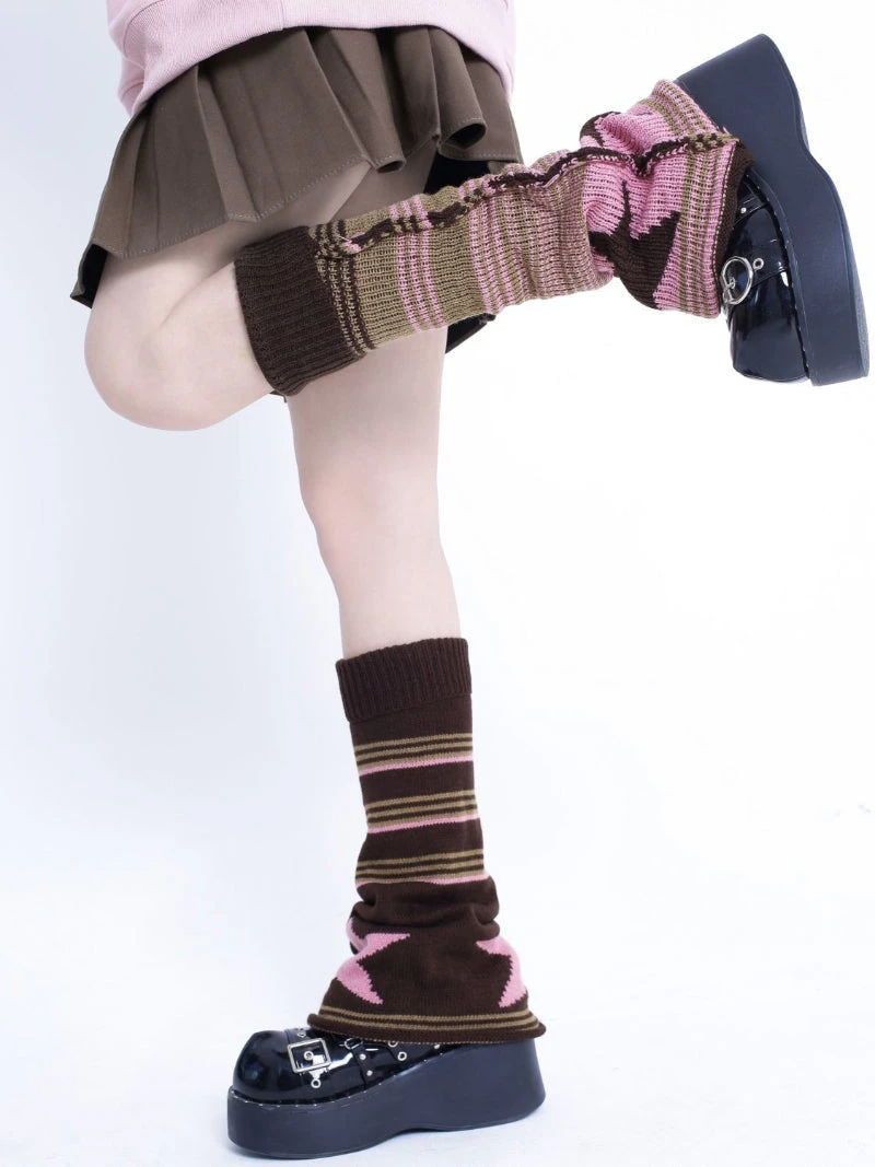 Gyaru Striped Leg Warmers - Image 4