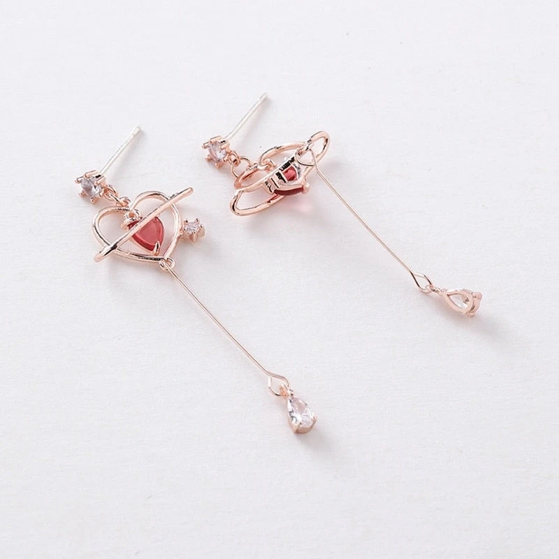 Heart Pendant Drop Earrings - Image 5