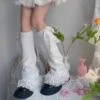 Ruffled White Lace Leg Warmers