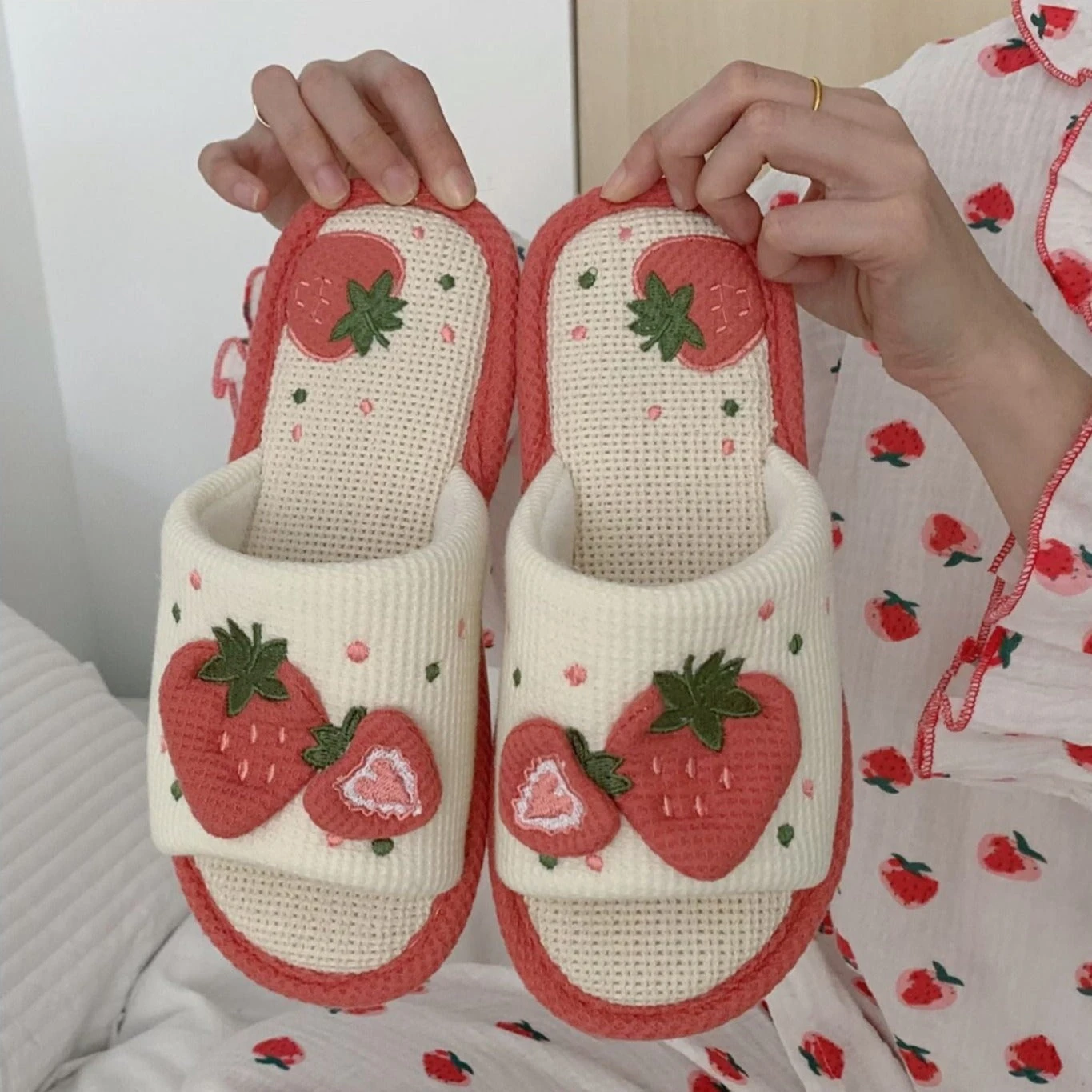Knit Strawberry Slides - Image 2