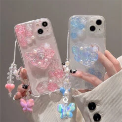 Pastel Candy Butterfly IPhone Case And Chain