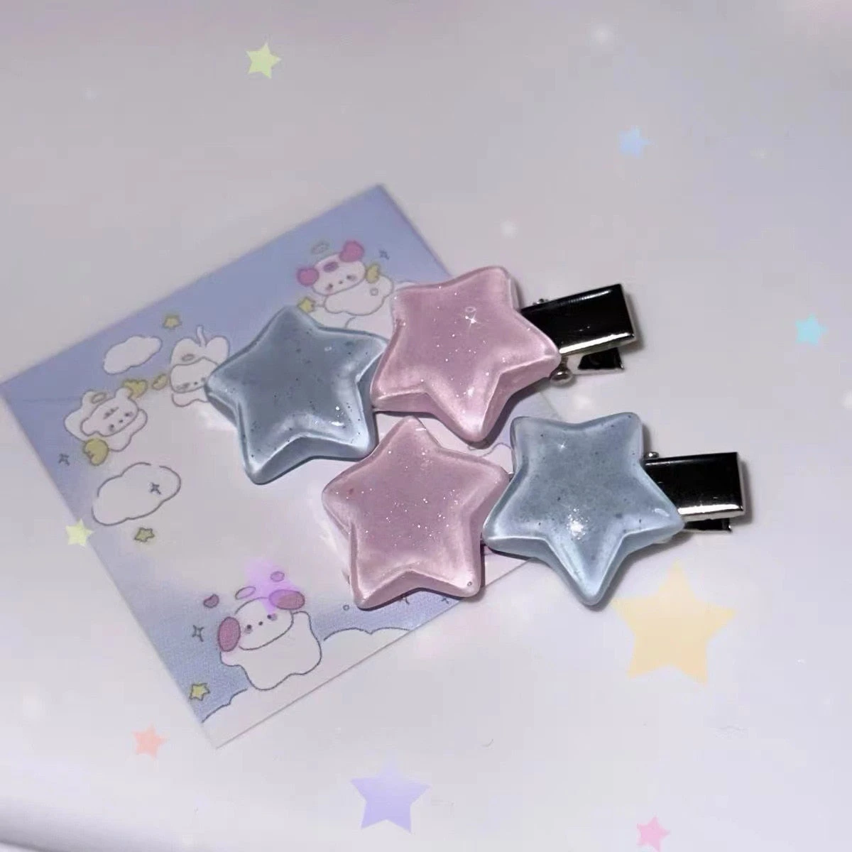 Pastel Candy Star Hair Clips - Image 2