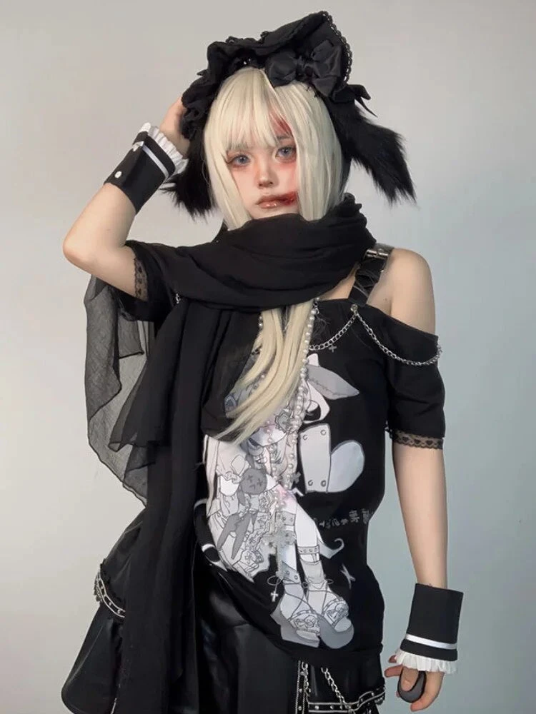 Pastel Menhera Off The Shoulder Tee - Image 6