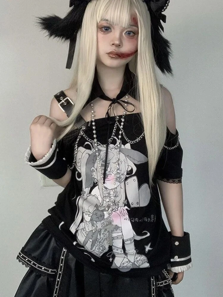 Pastel Menhera Off The Shoulder Tee - Image 2