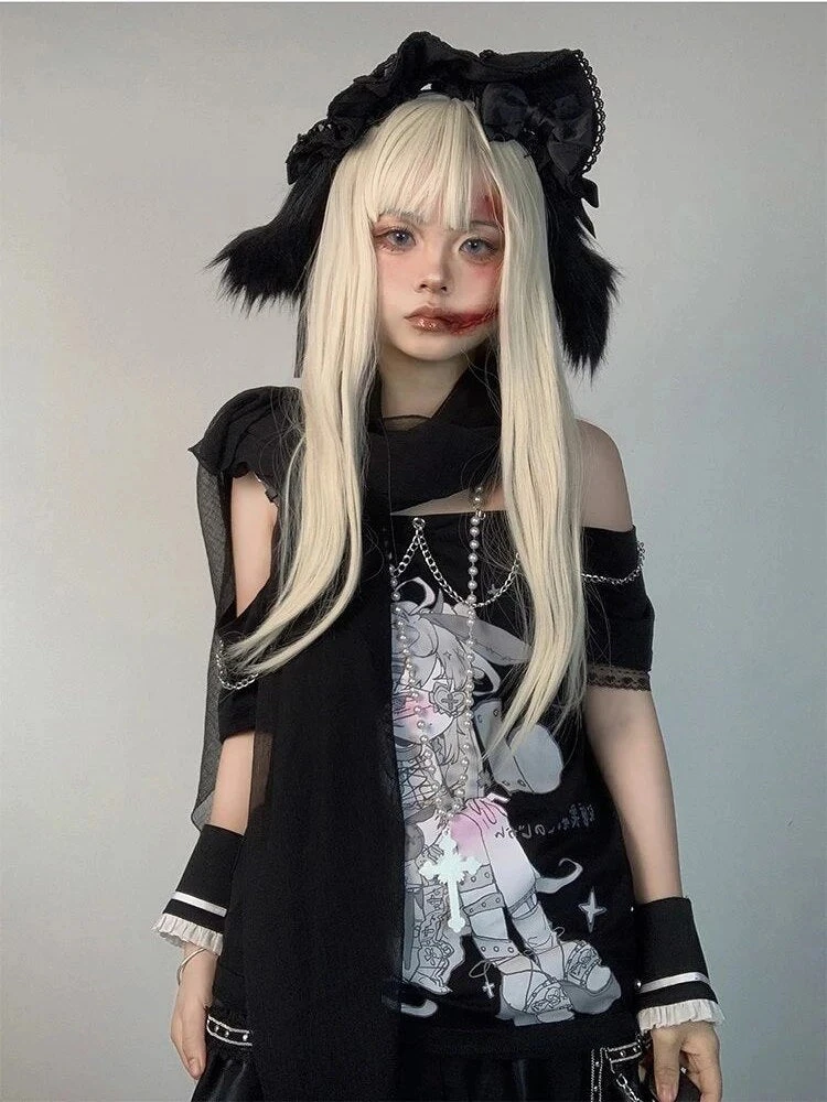 Pastel Menhera Off The Shoulder Tee - Image 5