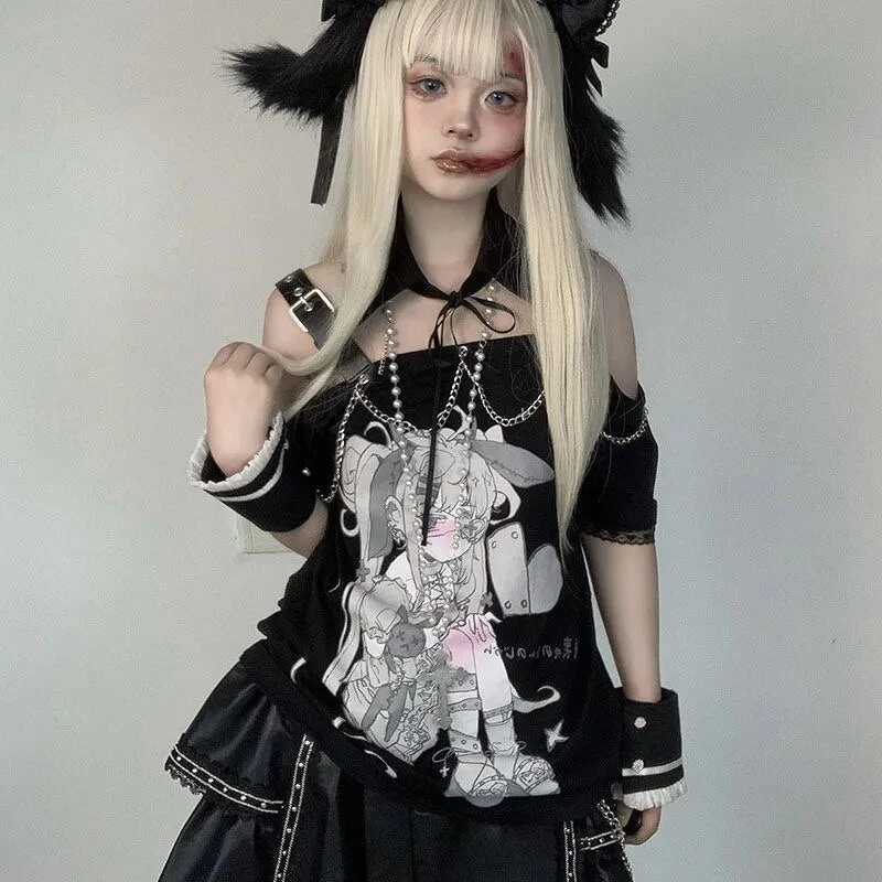 Pastel Menhera Off The Shoulder Tee - Image 8