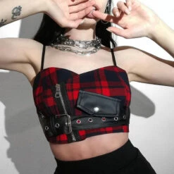 Patchwork Plaid Crop Top