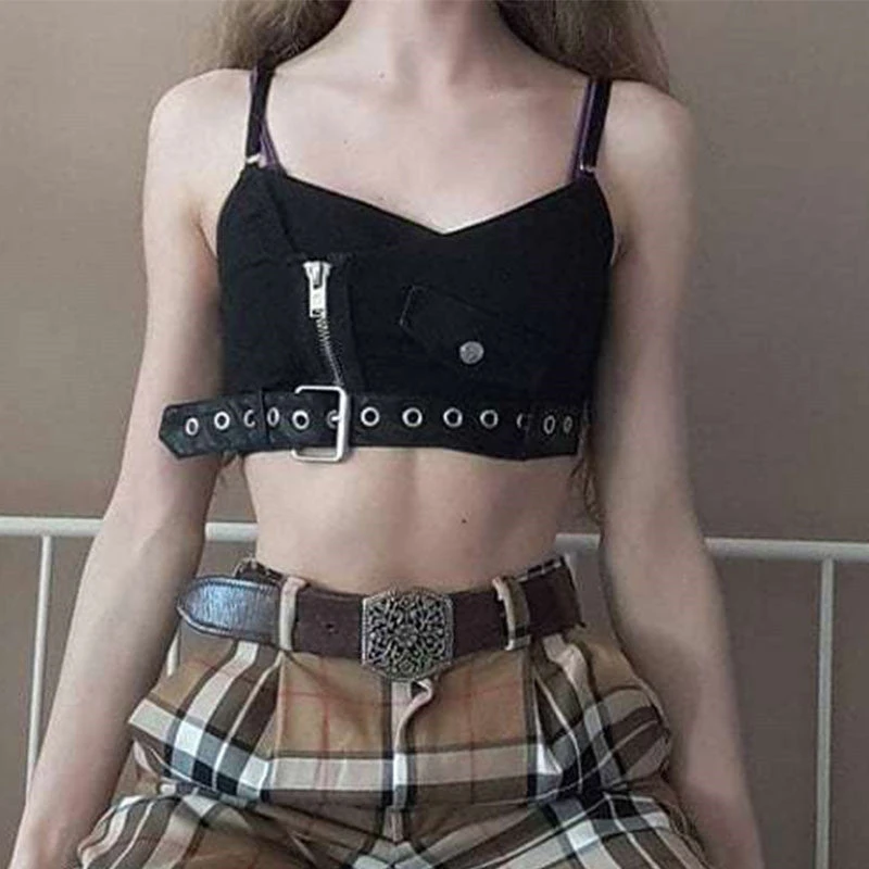 Patchwork Plaid Crop Top - Image 5