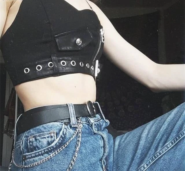 Patchwork Plaid Crop Top - Image 3