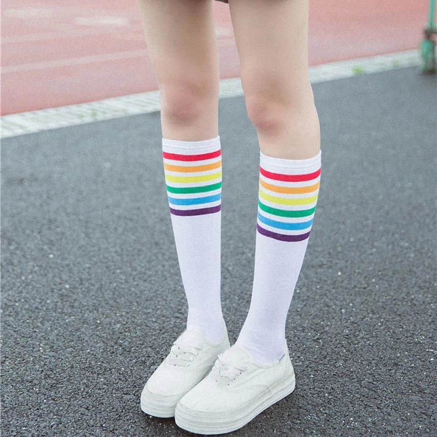 Rainbow Striped Pride Knee Socks - Image 9