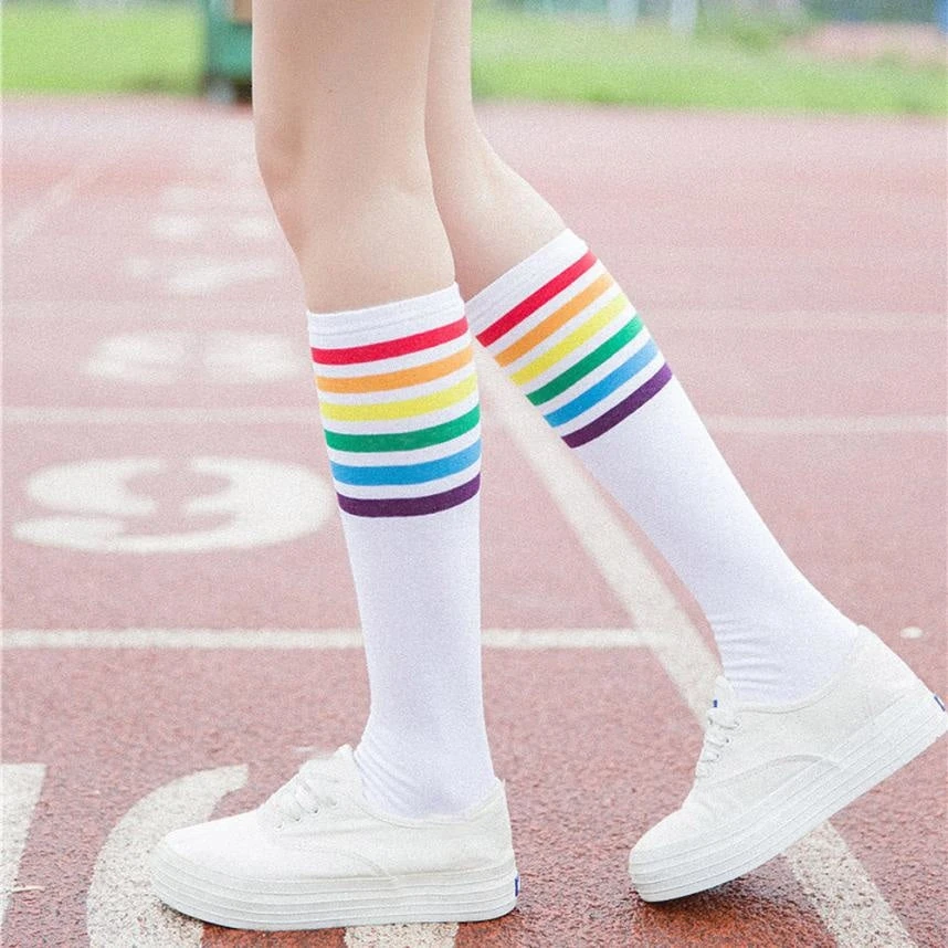Rainbow Striped Pride Knee Socks - Image 5