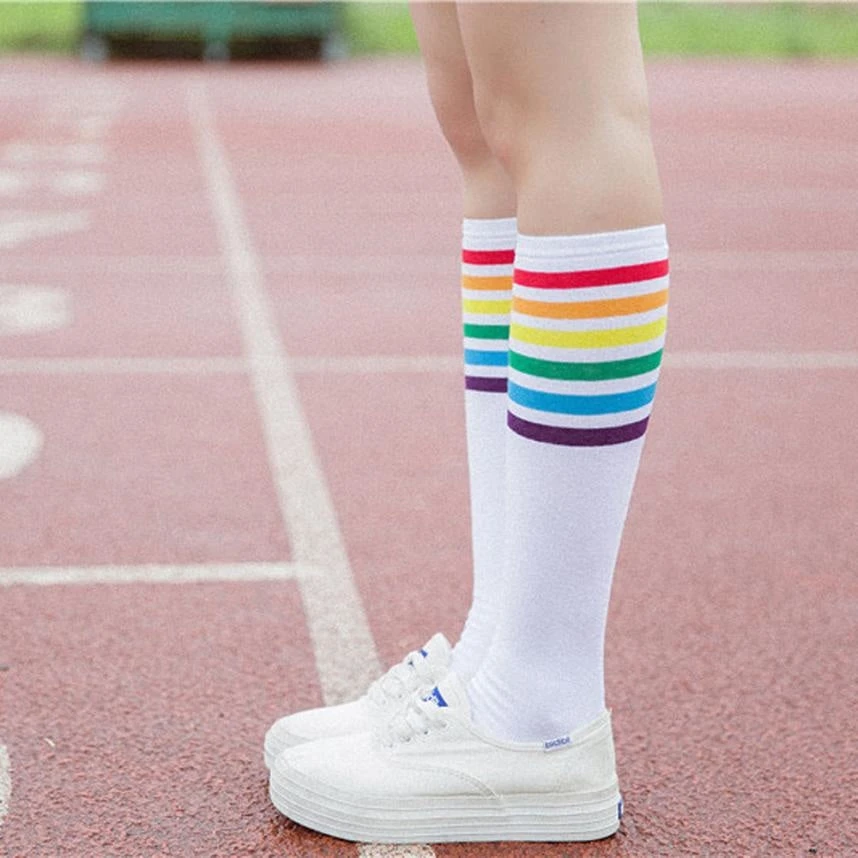 Rainbow Striped Pride Knee Socks - Image 6