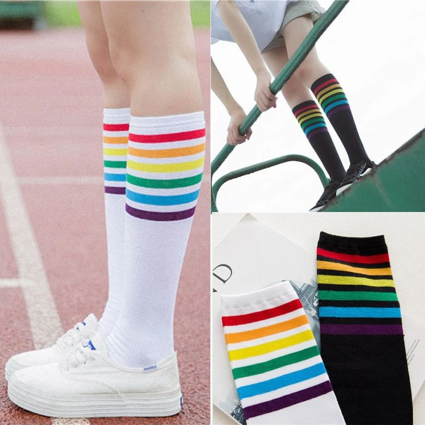 Rainbow Striped Pride Knee Socks - Image 8