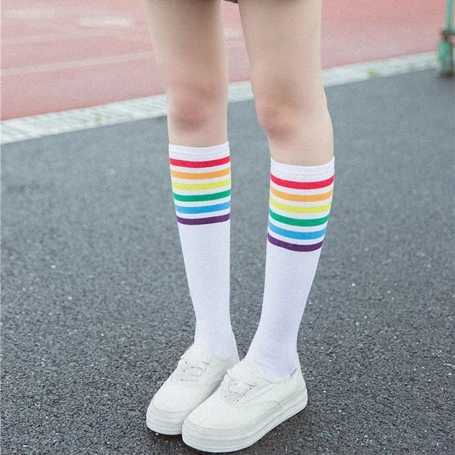 Rainbow Striped Pride Knee Socks - Image 4