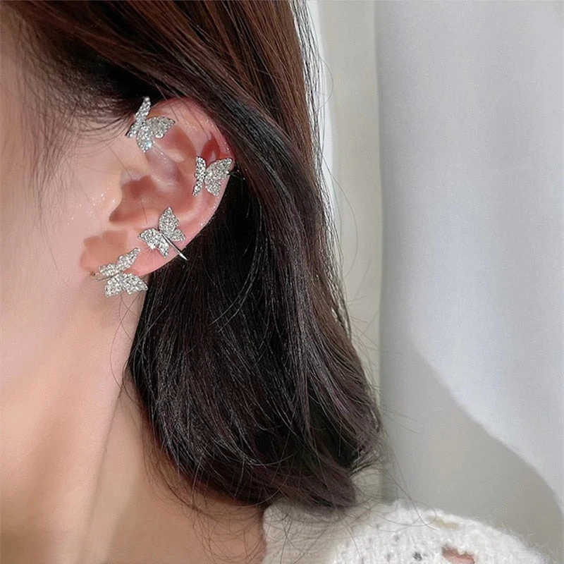 Rhinestone Butterfly Ear Cuffs - Image 2