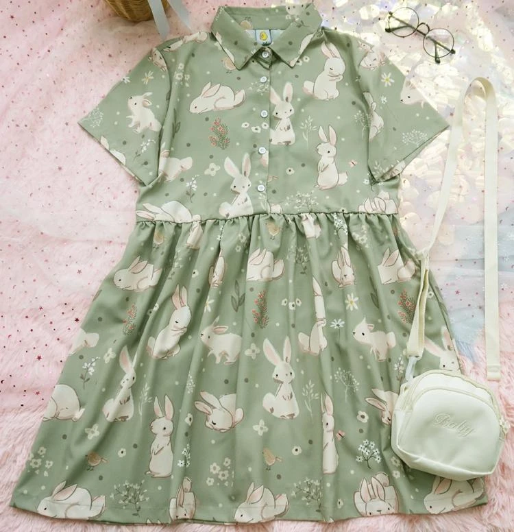 Spring Bunny School Girl Dress - Image 5