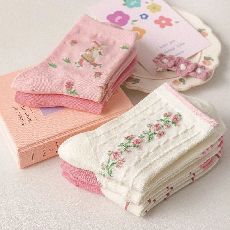Spring Pink Floral Socks - Image 2