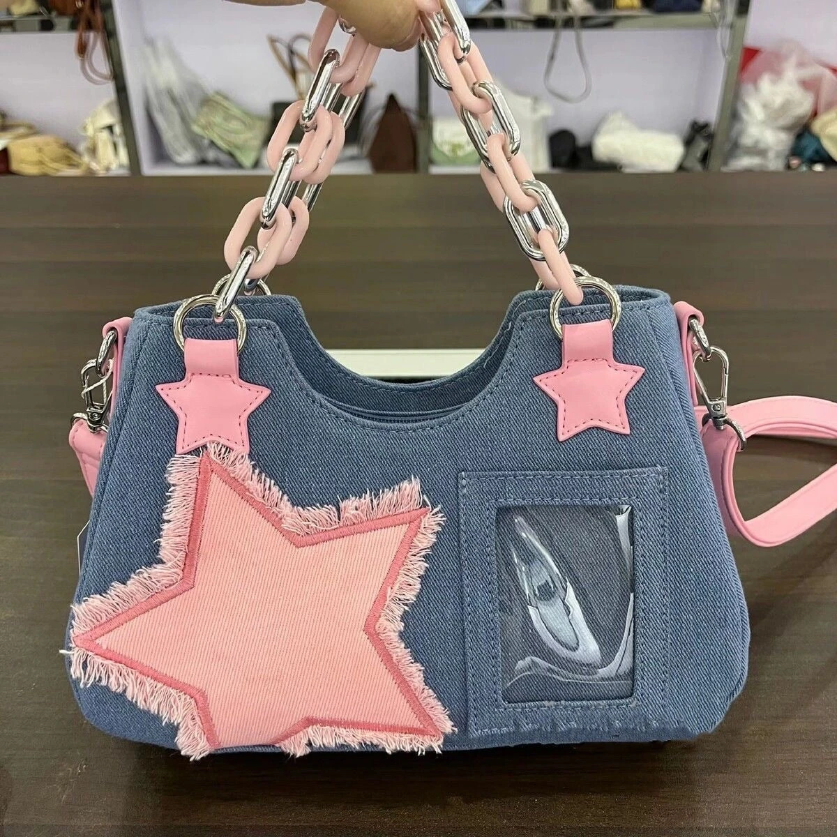 Starry Denim Shoulder Handbag - Image 2