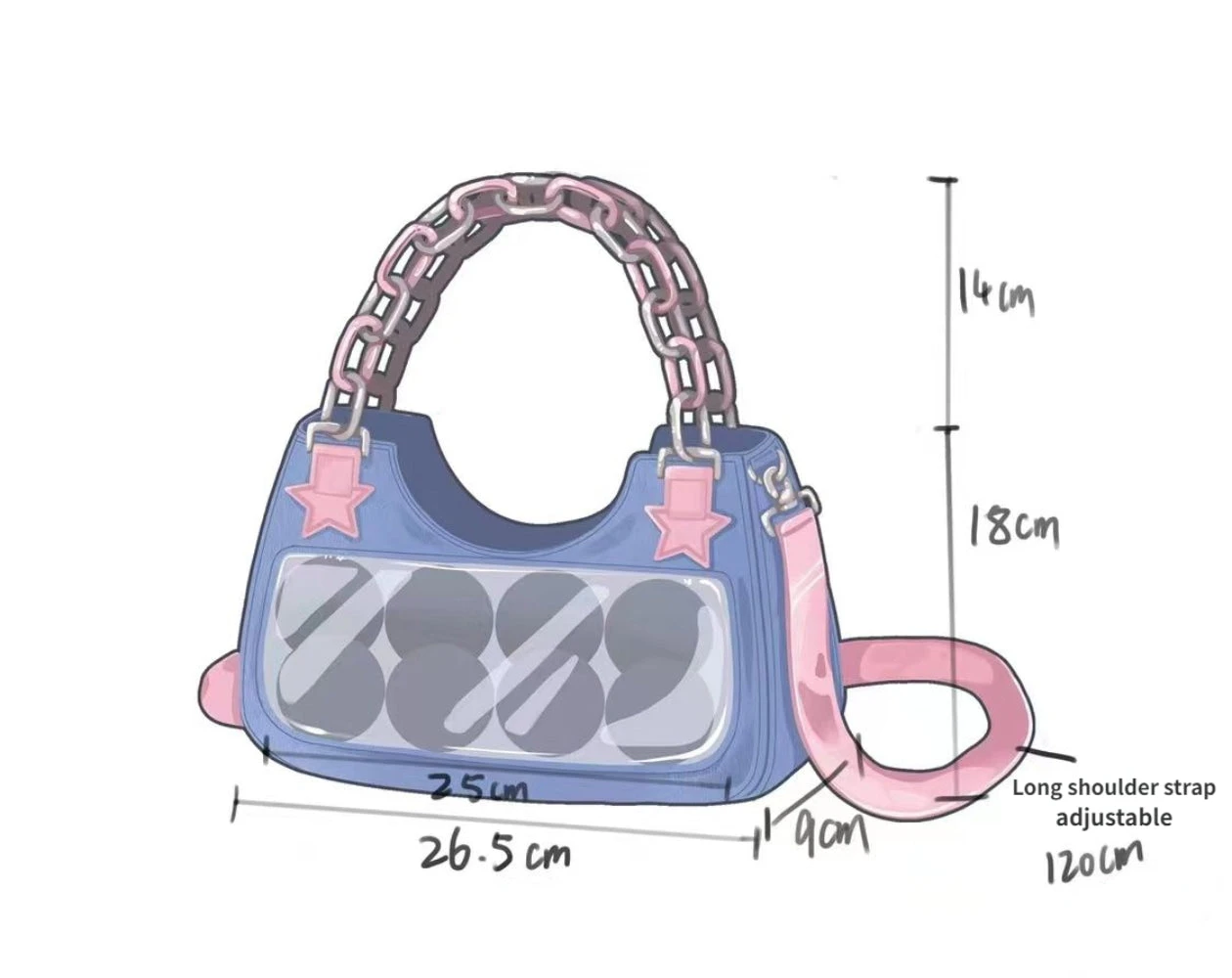 Starry Denim Shoulder Handbag - Image 6